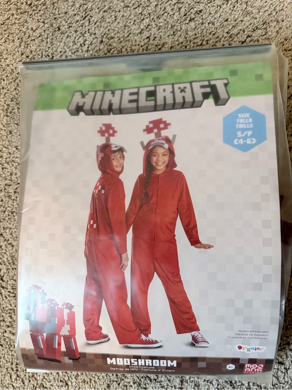 Disguise Minecraft Mooshroom Red Kids Hooded Jumpsuit Costume